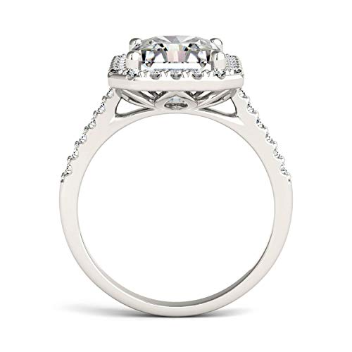 Charles & Colvard Created Moissanite 10x8mm Radiant Cut Engagement Ring for Women | 4.41 cttw DEW | Lab Grown | Solid 14K White Gold with Rhodium | Size 5