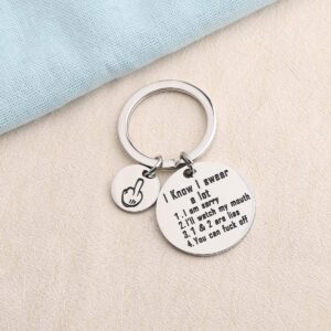 Funny Sarcastic Gift I Know I Swear A lot I Am Very Sorry I'll Try To Be Good Keychain Rude Gift Best Friend Birthday Gift (Funny Sarcastic Gift)