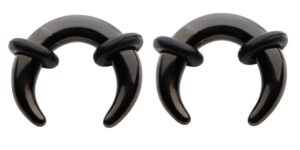 zaya body jewelry pair of black ear pinchers crescents horseshoes gauges 14g 12g 10g 8g 6g 4g 2g 0g 00g 1/2 9/16 (9/16" 14mm)