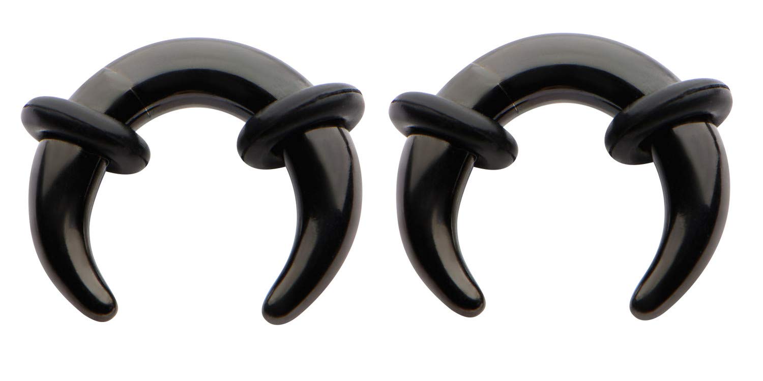 Zaya Body Jewelry Pair of Black Ear Pinchers Crescents Horseshoes Gauges 14g 12g 10g 8g 6g 4g 2g 0g 00g 1/2 9/16 (9/16" 14mm)