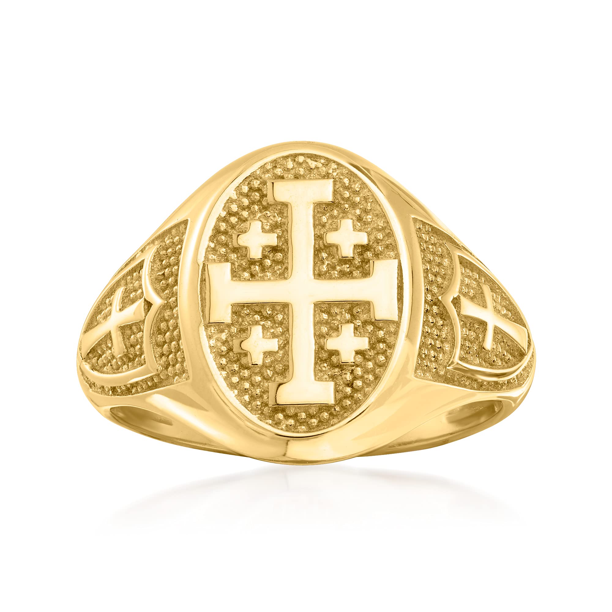 Ross-Simons 14kt Yellow Gold Multi-Cross Signet Ring. Size 9