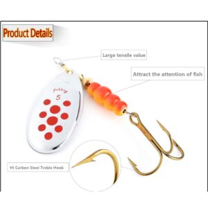 LOVEPET Fishing Bait,Color Lures Sub-Rotating Sequins,Fake Bait,Bionic Bait, Squid Hard Bait, Lure Bait,Three Hook,Fishing Tackle,5 Pcs