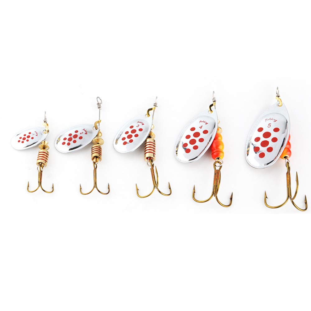 LOVEPET Fishing Bait,Color Lures Sub-Rotating Sequins,Fake Bait,Bionic Bait, Squid Hard Bait, Lure Bait,Three Hook,Fishing Tackle,5 Pcs