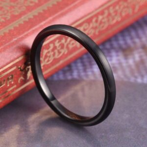 THREE KEYS JEWELRY Womens Charming Jewelry Brushed Tungsten 2mm Wedding Carbide Black Ring Band for Women Engagement Size 11