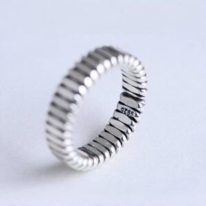 Retro 925 Sterling Silver Braided Spiral Ring for Men Women Open and Adjustable