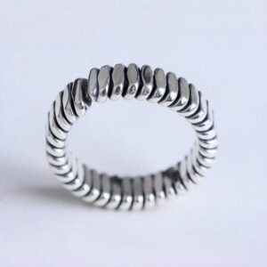 Retro 925 Sterling Silver Braided Spiral Ring for Men Women Open and Adjustable