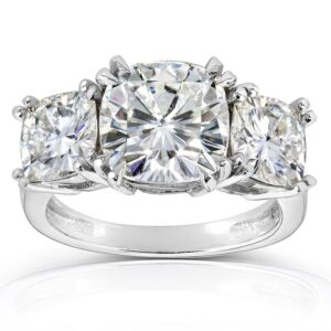 4 carat 3 three stone cushion diamond engagement ring 14k white gold h-i color si1-si2 clarity