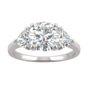 14k white gold moissanite by charles & colvard 8mm round engagement ring-size 7 2.70cttw dew