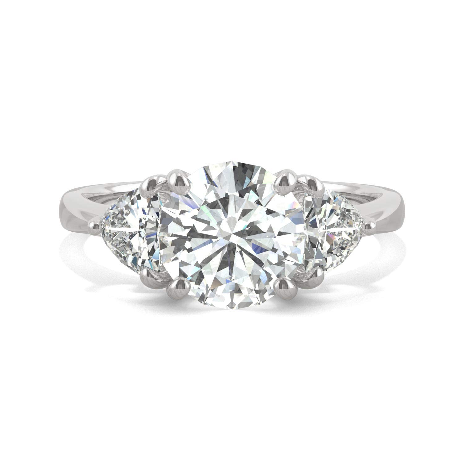 14K White Gold Moissanite by Charles & Colvard 8mm Round Engagement Ring-size 7 2.70cttw DEW