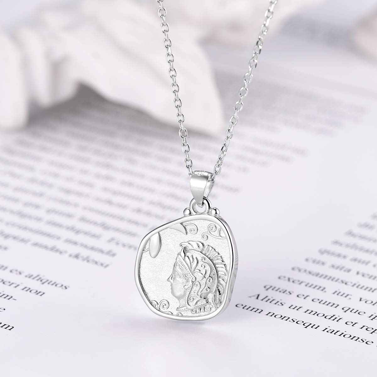 FOCALOOK Athena and her Owl,Goddess of Wisdom,Mark of Athena,Greek Coins,Greek Mythology Sterling Silver Coin Pendant Necklace