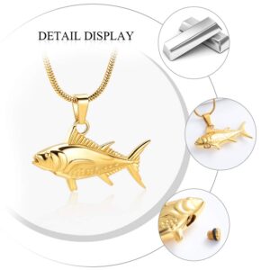 Imrsanl Cremation Jewelry for Ashes Fish Urns Necklace Memorial Keepsake Jewelry Ashes Pendant for Pets/Human (Gold)