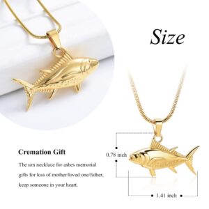 Imrsanl Cremation Jewelry for Ashes Fish Urns Necklace Memorial Keepsake Jewelry Ashes Pendant for Pets/Human (Gold)