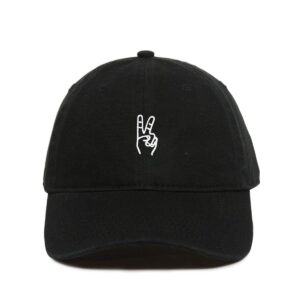 dsgn by dna peace sign baseball cap embroidered cotton adjustable dad hat black