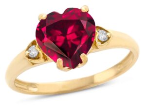 star k heart shaped 8mm created ruby engagement promise wedding ring 14 kt yellow gold size 4.5