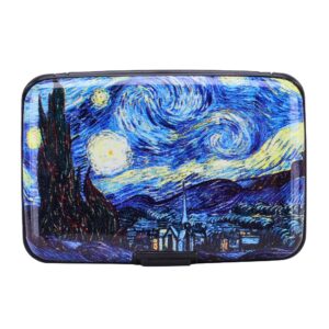 ELFISH RFID Blocking Credit Cards Holder Aluminum Wallet Metal ID Case for Men Women (see moon)