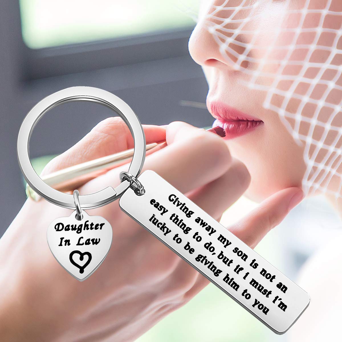 ENSIANTH Daughter In Law Keychain Wedding Gift Jewelry From Mother In Law Gift for Bride (Daughter In Law Keychain)