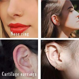 GAGABODY 16g Nose Ring Hoop Earrings Black Nose Hoops 16 Gauge Lip Rings Septum Hoop Seamless Septum Clicker 8mm Septum Ring Cartilage Earring Helix Earring Rook Earrings Nose Rings Surgical Steel