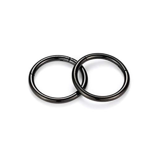 GAGABODY 16g Nose Ring Hoop Earrings Black Nose Hoops 16 Gauge Lip Rings Septum Hoop Seamless Septum Clicker 8mm Septum Ring Cartilage Earring Helix Earring Rook Earrings Nose Rings Surgical Steel