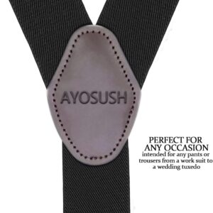 AYOSUSH Retro Y Suspenders for Men Heavy Duty Big and Tall Hooks for Belt Loop Jeans Black Shape Formal Braces