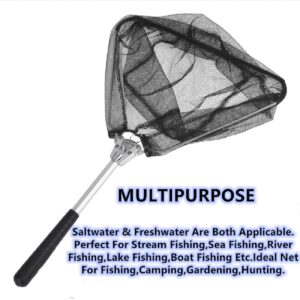 ZZWIF Foldable Fishing Landing Net Light Weight Portable Fishing Dip Net Extending Small Net for Fly Fishing Trout Bass Catch and Strong Aluminum Alloy Handle Durable Nylon Mesh