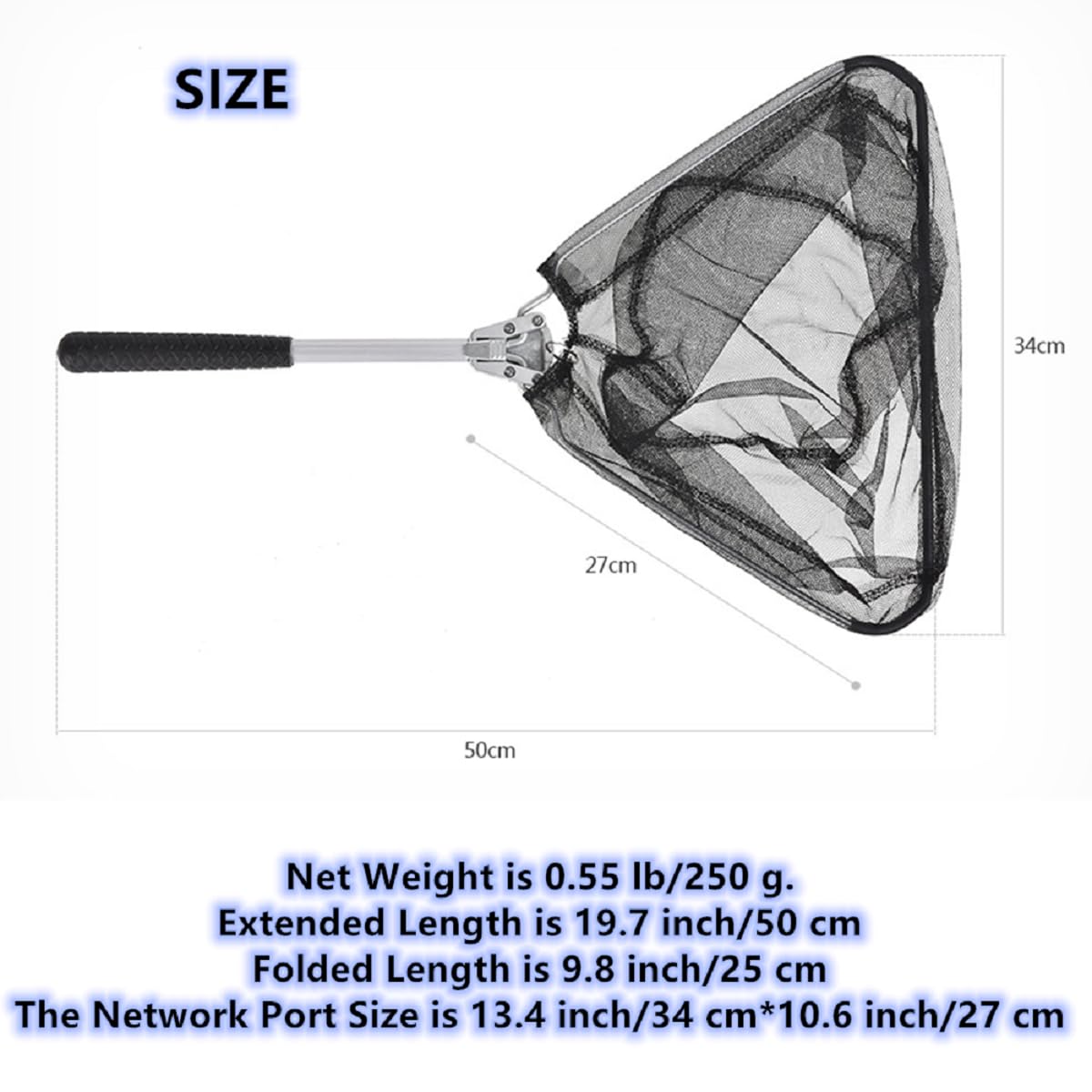 ZZWIF Foldable Fishing Landing Net Light Weight Portable Fishing Dip Net Extending Small Net for Fly Fishing Trout Bass Catch and Strong Aluminum Alloy Handle Durable Nylon Mesh