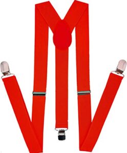 navisima adjustable elastic y back style suspender with strong metal clips, red (1 pk)