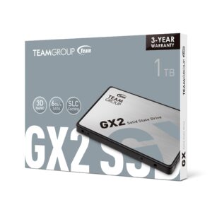 TEAMGROUP GX2 1TB 3D NAND TLC 2.5 Inch SATA III Internal Solid State Drive SSD (Read Speed up to 530 MB/s) Compatible with Laptop & PC Desktop T253X2001T0C101