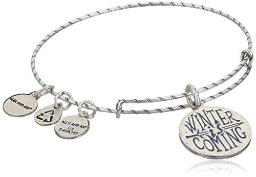 Alex and Ani Game of Thrones Expandable Bangle for Women, Winter is Coming Charm, Rafaelian Silver Finish, 2 to 3.5 in