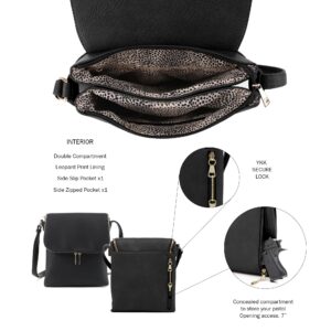 JESSIE & JAMES Cheyanne Concealed Carry Crossbody Bag with Lock and Key| Black