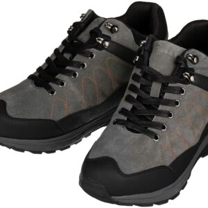 CALTO Men's Invisible Height Increasing Elevator Shoes - Grey Suede/Mesh Lace-up Hiking Boots - 3.2 Inches Taller - H75472 - Size 10 D(M) US