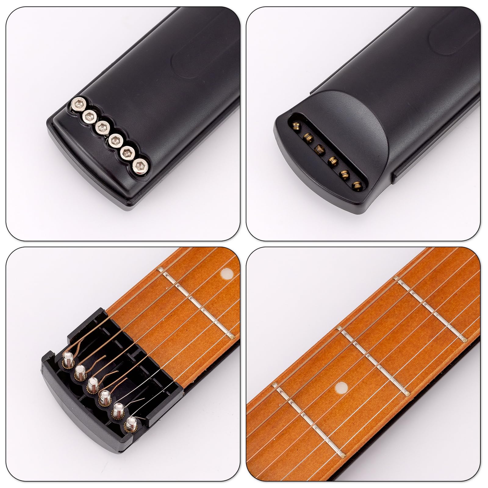 Swhmc Portable Mini 6 String Guitar Practise Tool Wooden Pocket Chord Trainer for Beginner Finger 4 Fret Exercise Fingerboard with Wrench