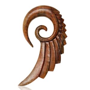 covet jewelry organic sono wood swan's wing spiral taper (6ga)