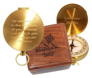 engraved compass with thoreau's go confidently quote (personalized compass & box)