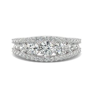 Charles & Colvard 14K White Gold Moissanite 4.5mm Round Fashion Ring-size 10 1.53cttw DEW