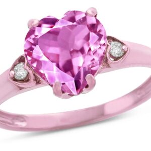 Star K Heart Shaped 8mm Created Pink Sapphire Engagement Promise Wedding Ring 14 kt Rose Gold Size 6