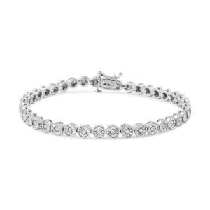 Haus of Brilliance .925 Sterling Silver 1.0 Cttw Miracle Plate Set Diamond Bezel Link Design Tennis Bracelet (I-J Color, I3 Clarity)