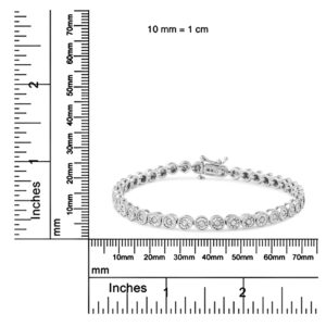 Haus of Brilliance .925 Sterling Silver 1.0 Cttw Miracle Plate Set Diamond Bezel Link Design Tennis Bracelet (I-J Color, I3 Clarity)