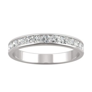 14K White Gold Moissanite by Charles & Colvard 2.2mm Round Wedding Band-size 7.5 0.64cttw DEW