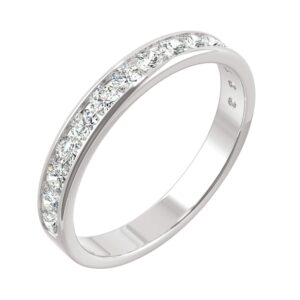 14K White Gold Moissanite by Charles & Colvard 2.2mm Round Wedding Band-size 7.5 0.64cttw DEW