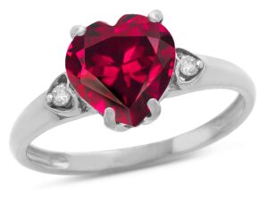 star k heart shaped 8mm created ruby engagement promise wedding ring 14 kt white gold size 8