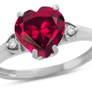 Star K Heart Shaped 8mm Created Ruby Engagement Promise Wedding Ring 14 kt White Gold Size 8