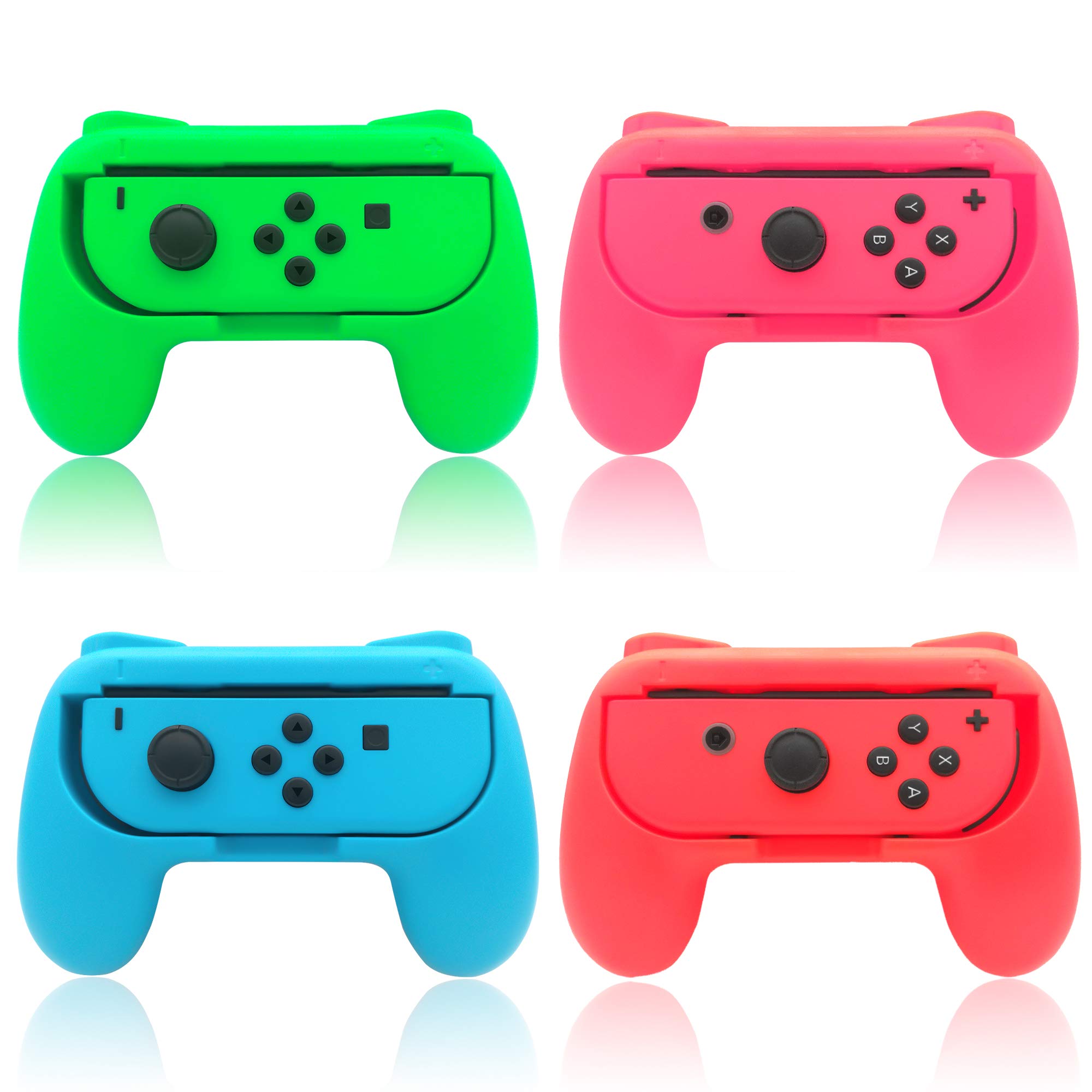 Hand Grips for Switch and for Switch OLED JoyCons, FYOUNG Hand Grips Controllers Compatible with Switch for Joy Con and Switch OLED Model 2021 (4 Pack)(Red-Blue-Green-Pink)