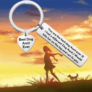 ENSIANTH Dog Aunt Gift Best Dog Aunt Ever Keychain Special Aunt Gift Dog Lover Gift (Dog Aunt Keychain)