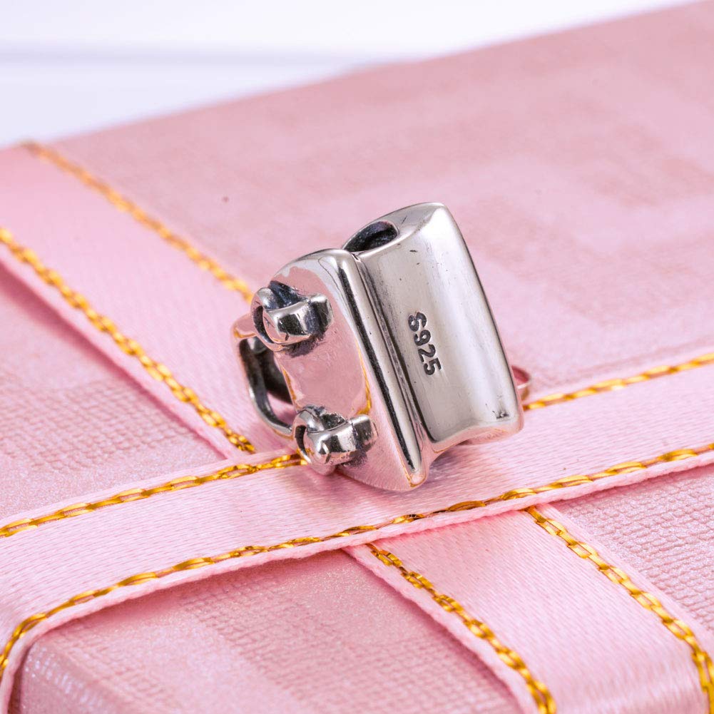 925 Sterling Silver Women Bag Charm Red Heart Charm Love Charm Anniversary Charm for Pandora Charm Bracelet