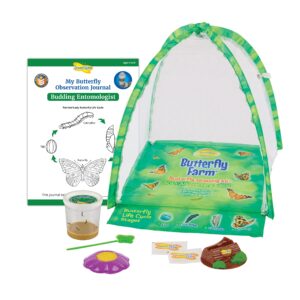 insect lore butterfly farm™ | butterfly kit with live cup of caterpillars | 5 caterpillars, reusable habitat, stem butterfly journal & more