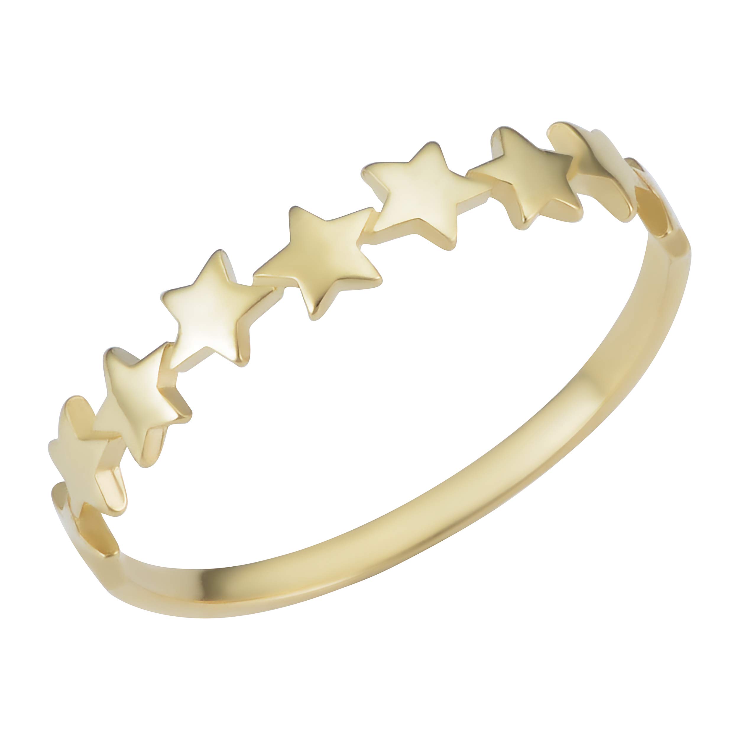 Kooljewelry 14k Yellow Gold Row of Star Minimalist Ring (size 7)