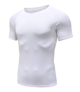 holure men's workout fitted athletic shirt compression short sleeve shirts white l