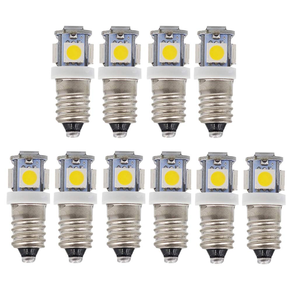 GutReise 10pcs E10 6V Warm White LED Bulbs Light Lamps 5SMD 0.5W 50LM (Warm White, 6V)