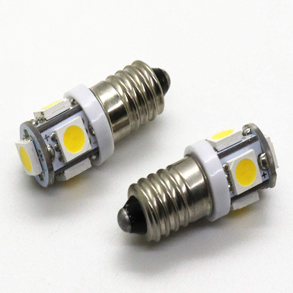 GutReise 10pcs E10 6V Warm White LED Bulbs Light Lamps 5SMD 0.5W 50LM (Warm White, 6V)