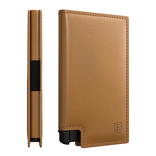 Ekster Parliament Men's Wallet | RFID Blocking Leather Minimalist Wallet | Slim Wallet for Men - Designed for Quick Card Access with Push Button (Roma Cognac)